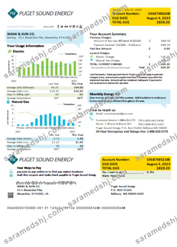 Washington Puget Sound Energy utility business bill,  SCR